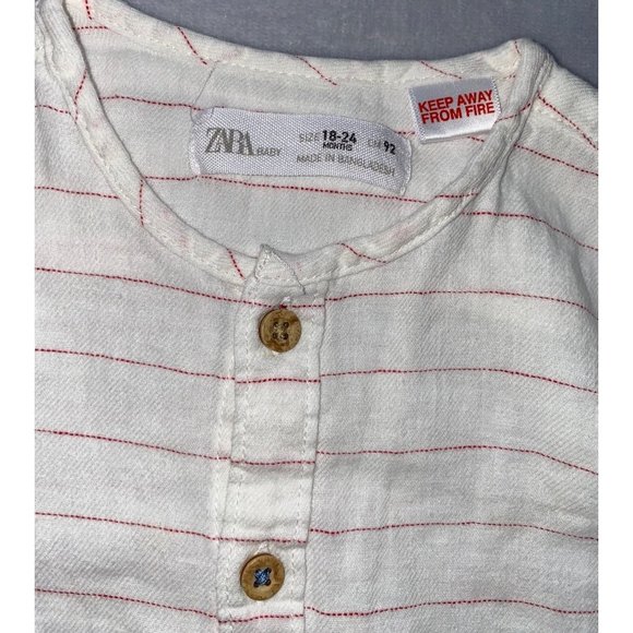 Zara striped cotton/linen shirt button down 18m EUC - Picture 2 of 3